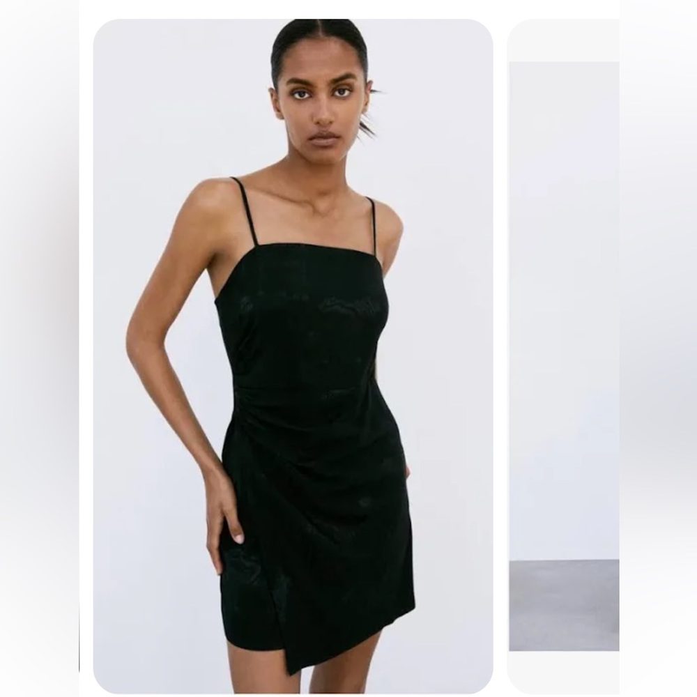 Zara Black Zebra Jacquard Mini Dress